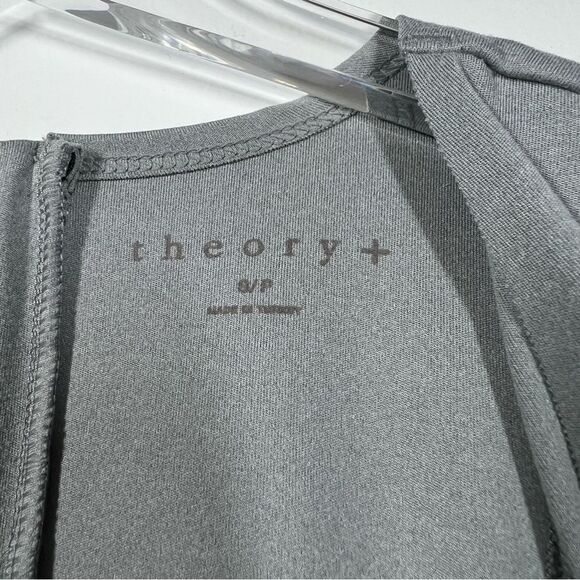 Theory Women’s Size Small Zeen Shift Faux Suede Crop Sleeveless Grey Top - Picture 4 of 8
